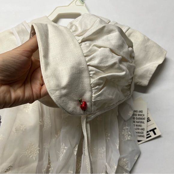 Vintage Set Infant Dress Size 3-6 M Bonnet Girl Linen Lace NWT M Bright Future - Picture 3 of 17